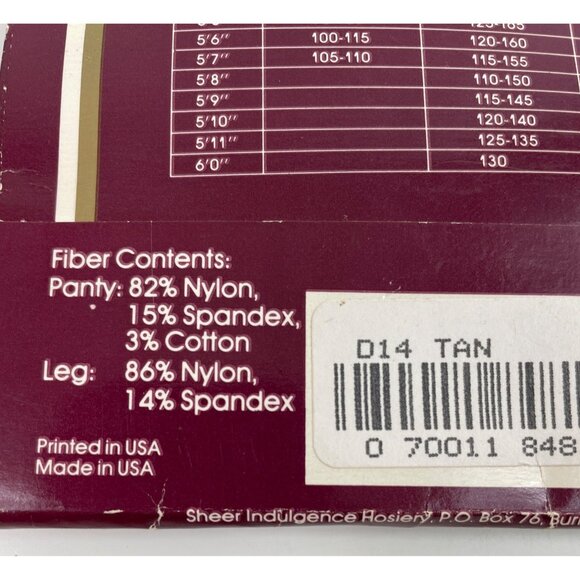 Sheer Indulgence Burlington Vintage 1989 Pantyhose Tan, Size 3 - Picture 6 of 7